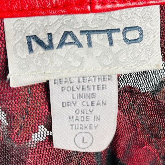 Natto Red Leather Leaf Jacket Blazer Sheer Mesh Classy Zip Front Soft Si… - Picture 10 of 10